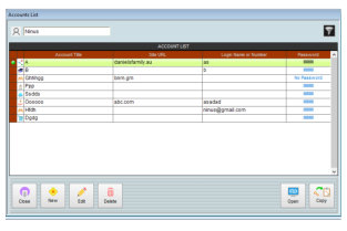 Accounts list